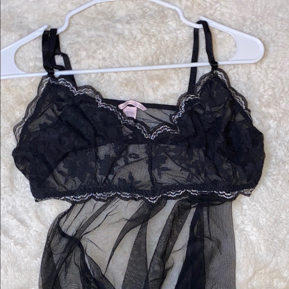 XL Open back Black Lace Babydoll Lingerie